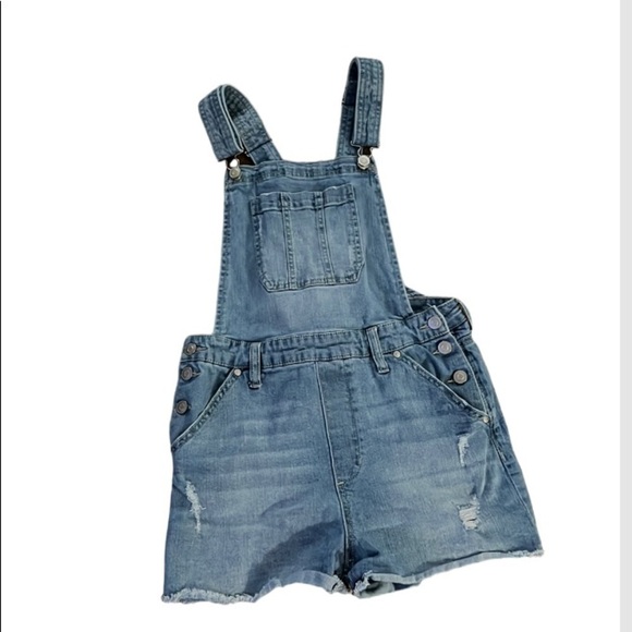No Boundaries Jeans cut off overalls juniors size large 11-13 - Picture 8 of 8